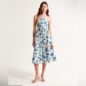 Abercrombie Emerson Poplin Wide Strap Midi Dress, XL Petite